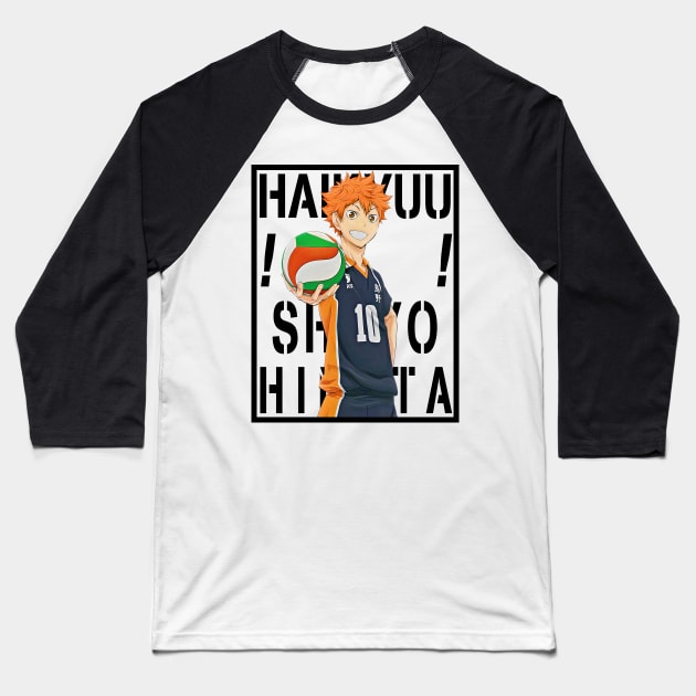 Haikyuu!!: Shoyo Hinata - Background Text(Black) Baseball T-Shirt by InalZ